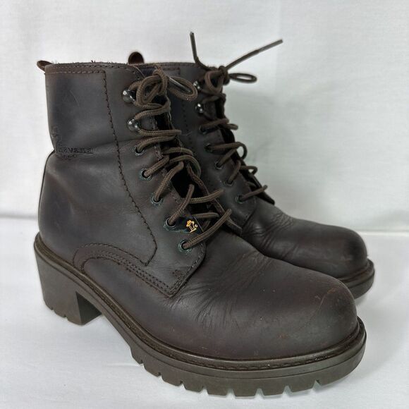Shoes - Havana Joe Woman's 36 Boots Work Lace Up Distressed Brown Leather Round Toe‎